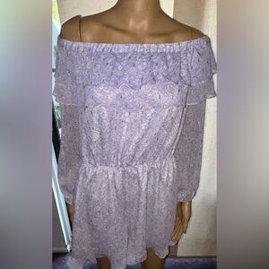 Express, lavender, off the shoulder romper. Sz L